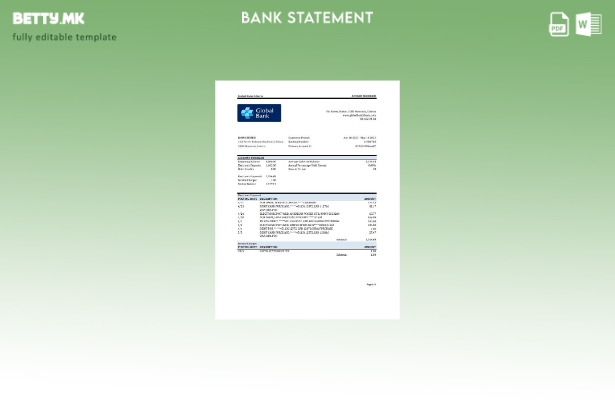 модерен стил Либерија Глобален шаблон за ексел банкарски извод